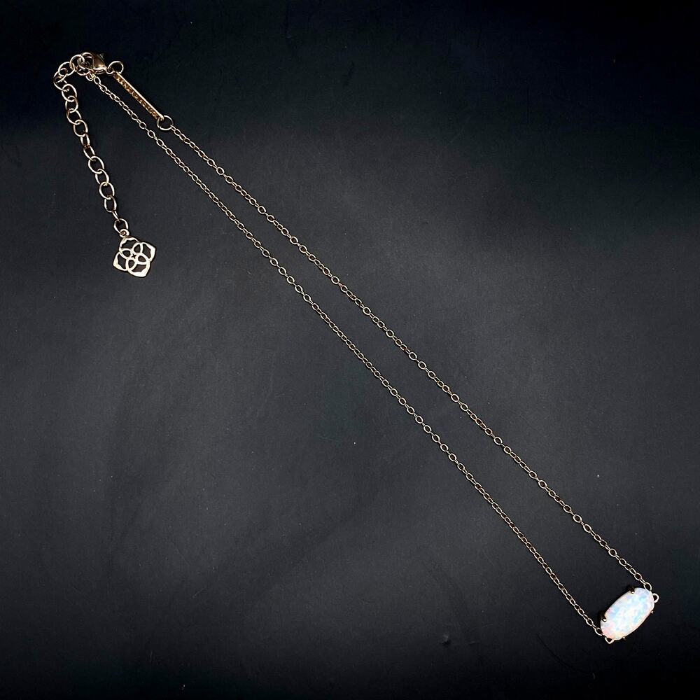 Kendra Scott Ever Pendant Necklace Kyocera Opal Gold Tone 15" + 2" Extension
